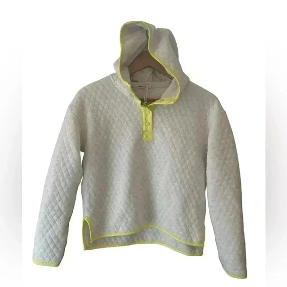 Marine Layer Reversible Lady Corbet Cream Neon Yellow Size XS Snap Neck - Picture 5 of 11